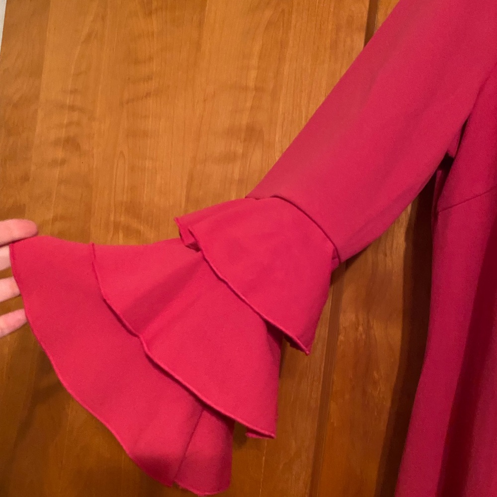 Pink Ruffle-Sleeve Women's Dress - Picture 2 of 2